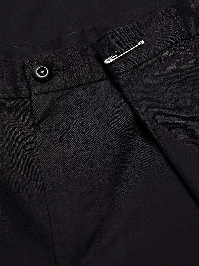 Cotton Gabardine Foldover Wide-Leg Pants