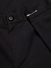 Cotton Gabardine Foldover Wide-Leg Pants