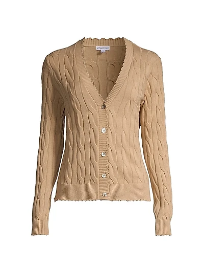 Frayed Cable-Knit Cardigan