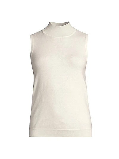 Cotton-Cashmere Mock Turtleneck Top