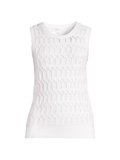 Cotton-Cashmere Pointelle Sleeveless Top