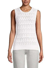 Cotton-Cashmere Pointelle Sleeveless Top