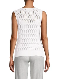 Cotton-Cashmere Pointelle Sleeveless Top