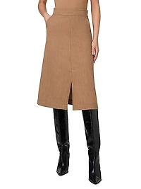 Denim Pencil Midi-Skirt