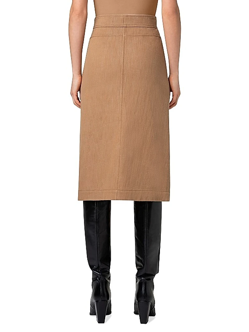 Denim Pencil Midi-Skirt