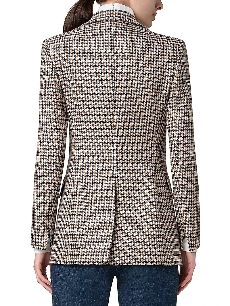 Houndstooth Wool Boyfriend Blazer