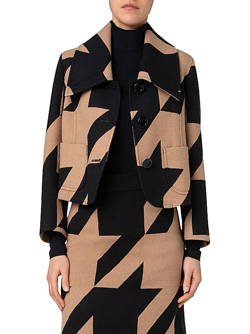 Houndstooth Boxy-Fit Jacket