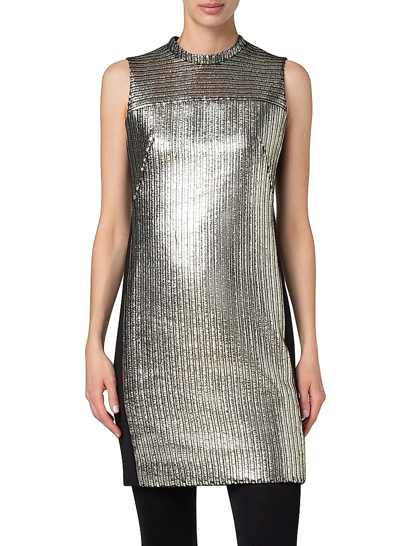 Laminated Sleeveless Shift Dress