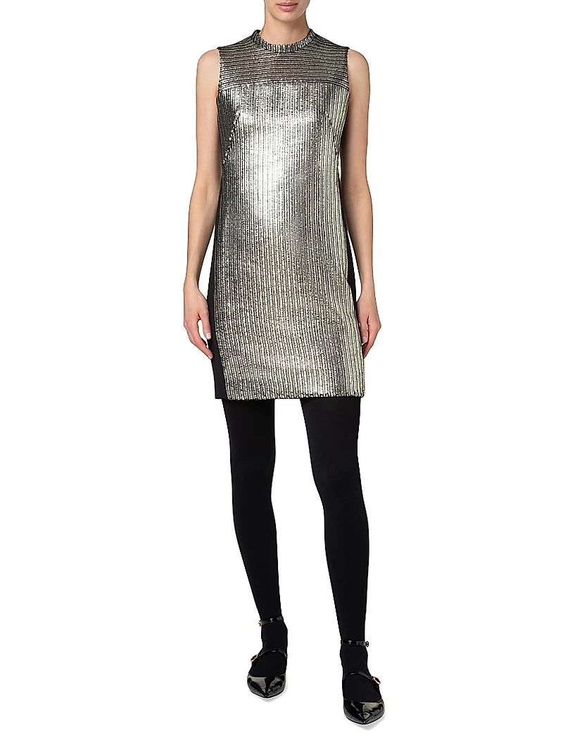 Laminated Sleeveless Shift Dress