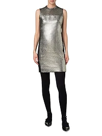 Laminated Sleeveless Shift Dress