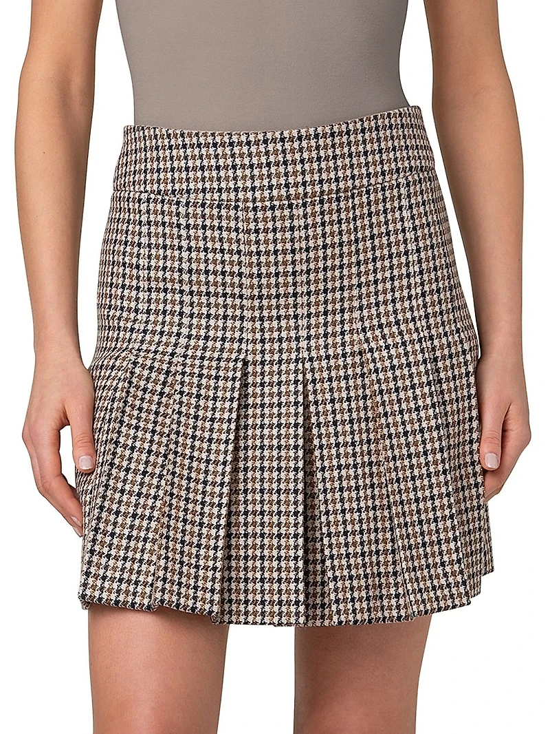 Houndstooth Wool Miniskirt