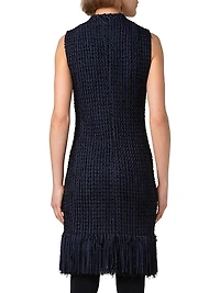 Fringe-Trimmed Tweed Sheath Dress