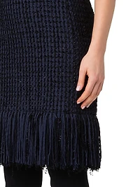 Fringe-Trimmed Tweed Sheath Dress
