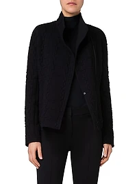 Cotton-Blend Glen Check Biker Jacket