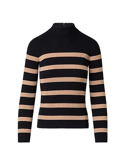 Striped Wool Turtleneck Sweater
