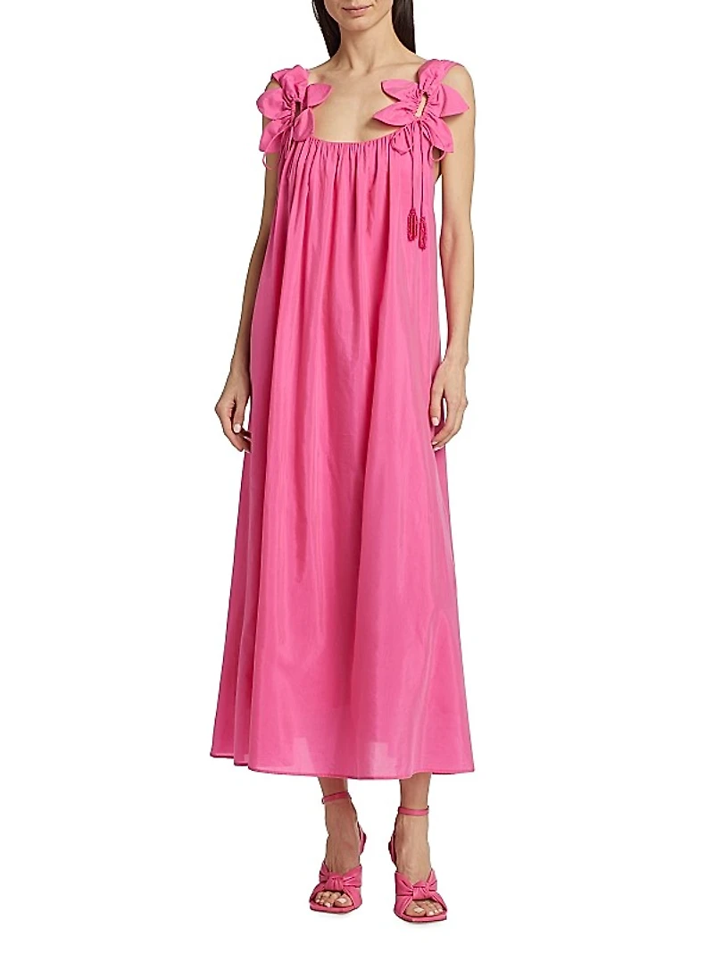 Petal Cotton-Blend Shift Midi-Dress
