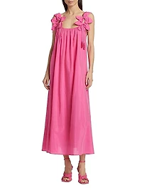 Petal Cotton-Blend Shift Midi-Dress