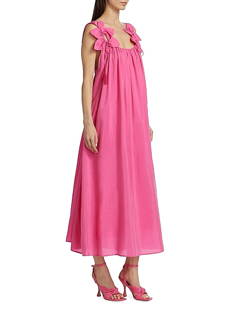 Petal Cotton-Blend Shift Midi-Dress