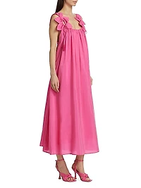 Petal Cotton-Blend Shift Midi-Dress