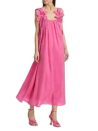 Petal Cotton-Blend Shift Midi-Dress