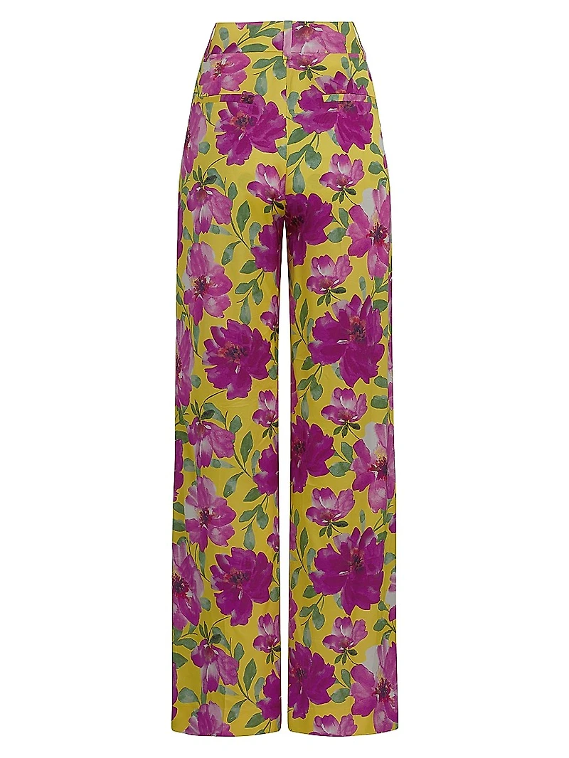 The Fiona Floral Satin Wide-Leg Pants