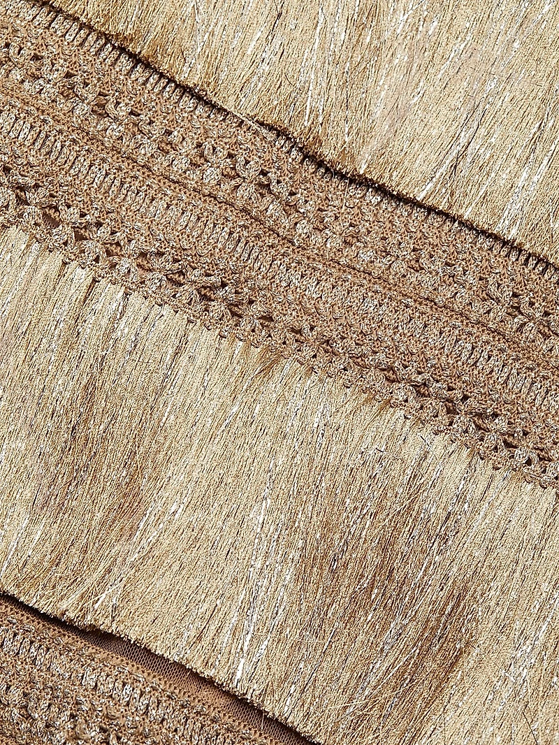 Metallic Tiered Fringe Midi-Skirt