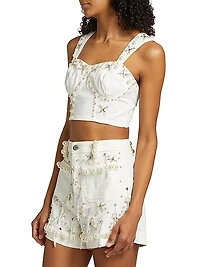 Embellished Denim Bustier Top