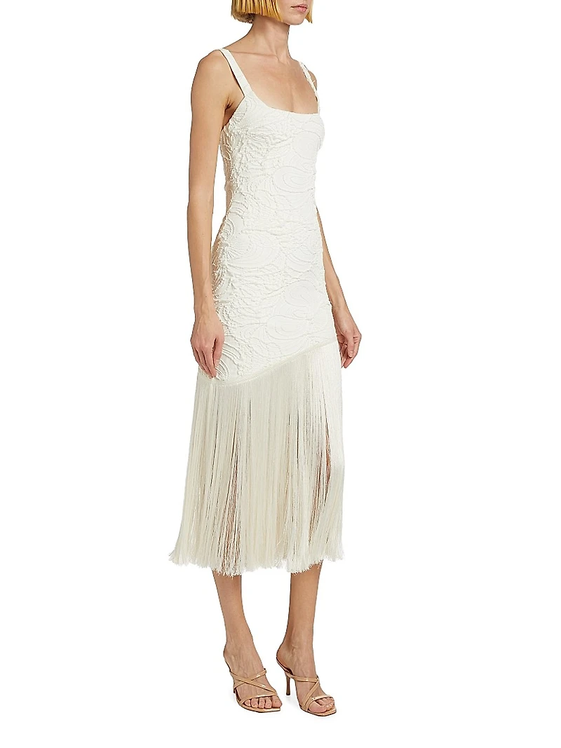 Jacquard & Fringe Midi-Dress