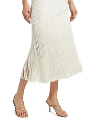 Jacquard & Fringe Midi-Dress