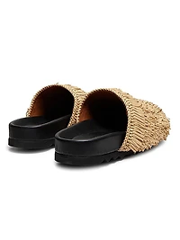Summer Loving Elyse Faria Fringed Raffia Mules