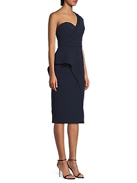 One-Shoulder Crepe Midi-Dress