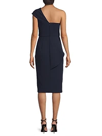 One-Shoulder Crepe Midi-Dress