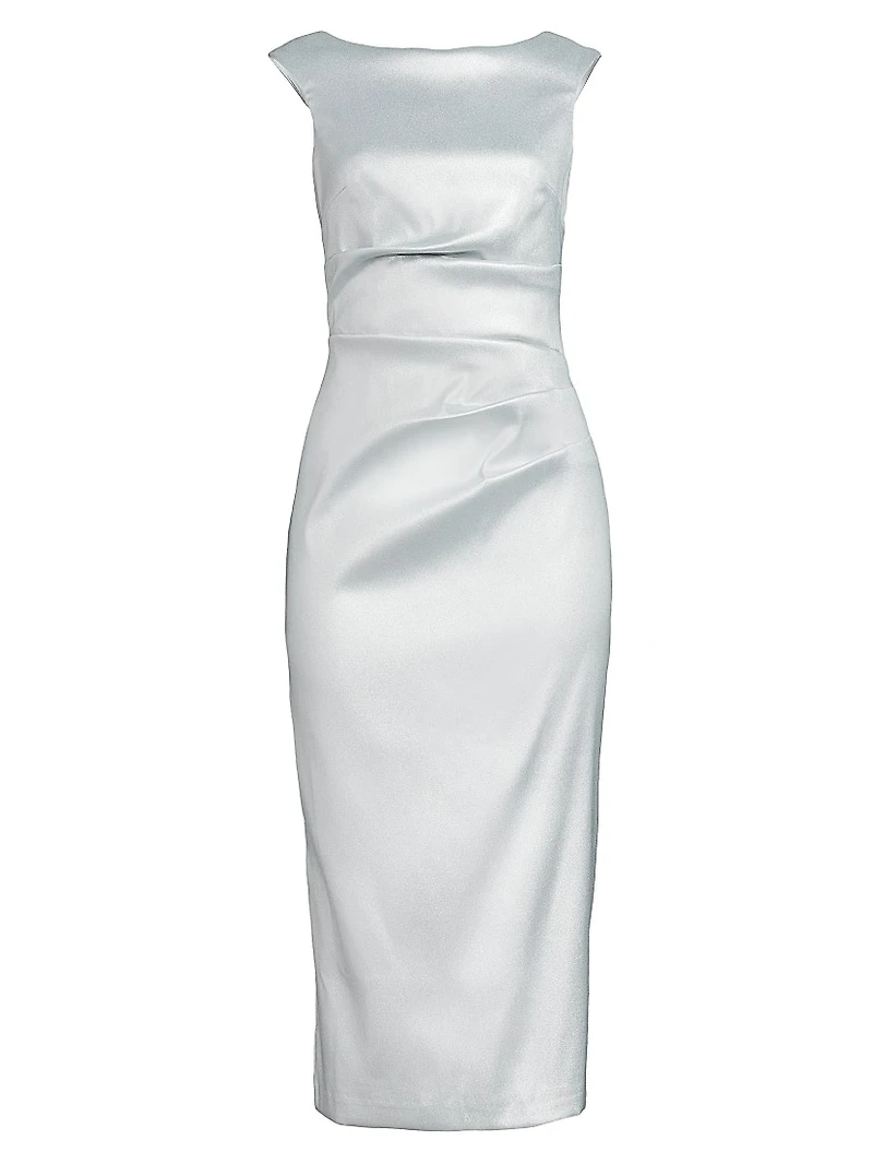 Foiled Satin Midi-Dress