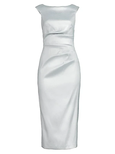 Foiled Satin Midi-Dress