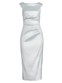 Foiled Satin Midi-Dress