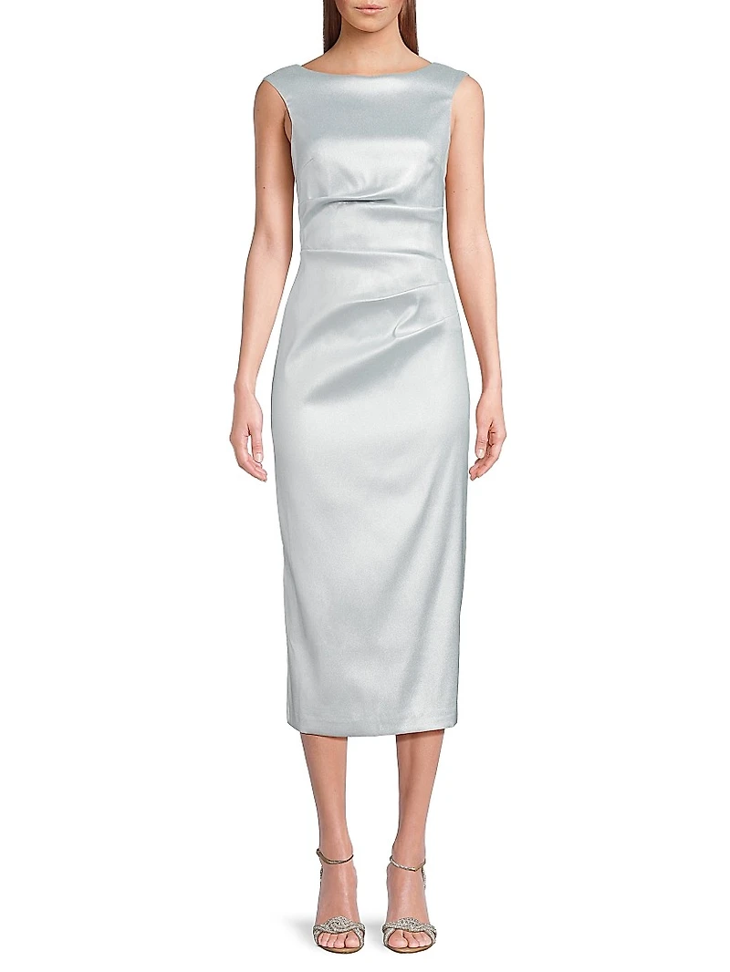 Foiled Satin Midi-Dress