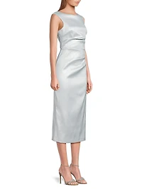Foiled Satin Midi-Dress