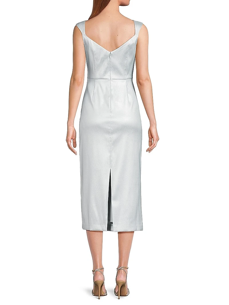 Foiled Satin Midi-Dress