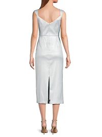 Foiled Satin Midi-Dress