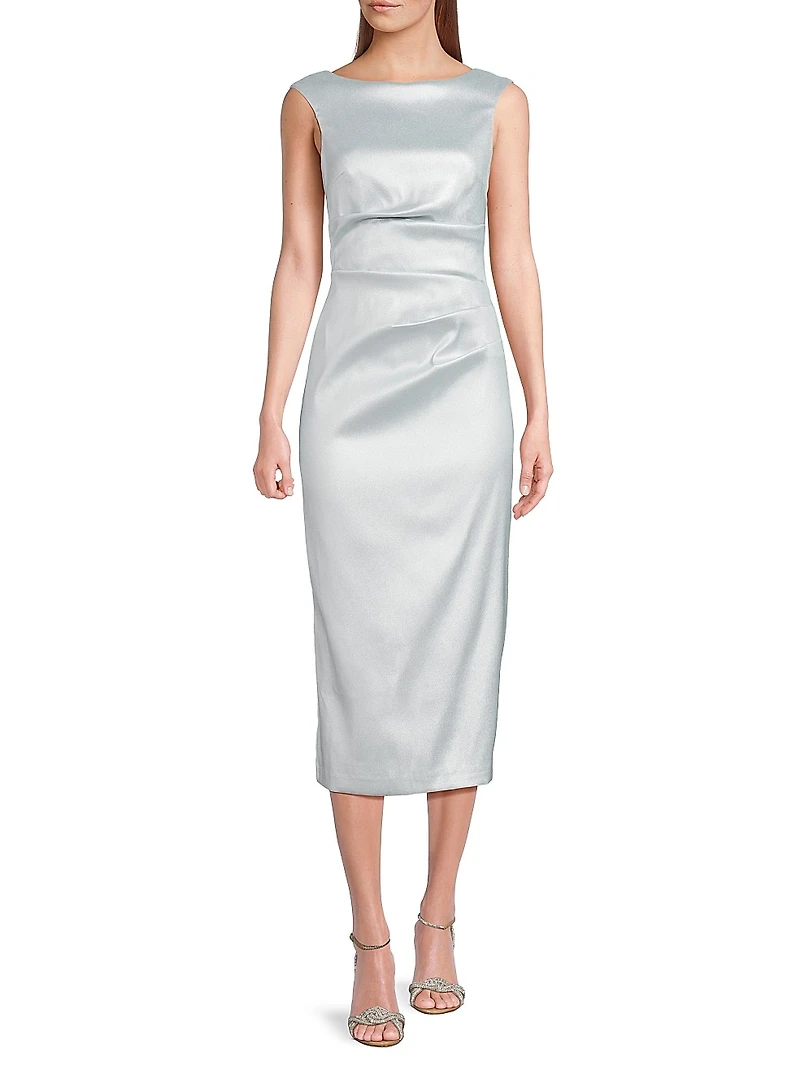 Foiled Satin Midi-Dress