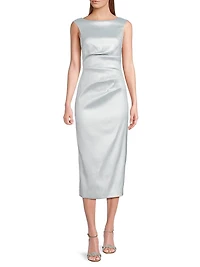 Foiled Satin Midi-Dress