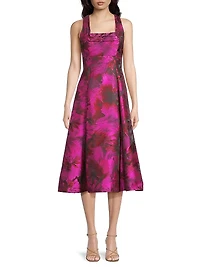 Floral Jacquard Midi-Dress