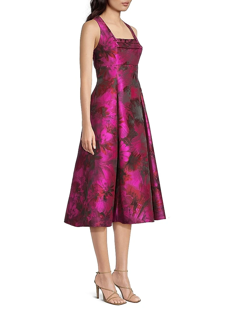 Floral Jacquard Midi-Dress