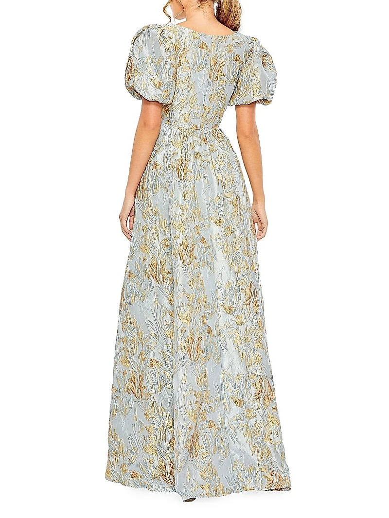 Floral Brocade High-Low Gown