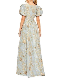 Floral Brocade High-Low Gown