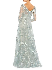 Floral Embroidered Illusion Gown