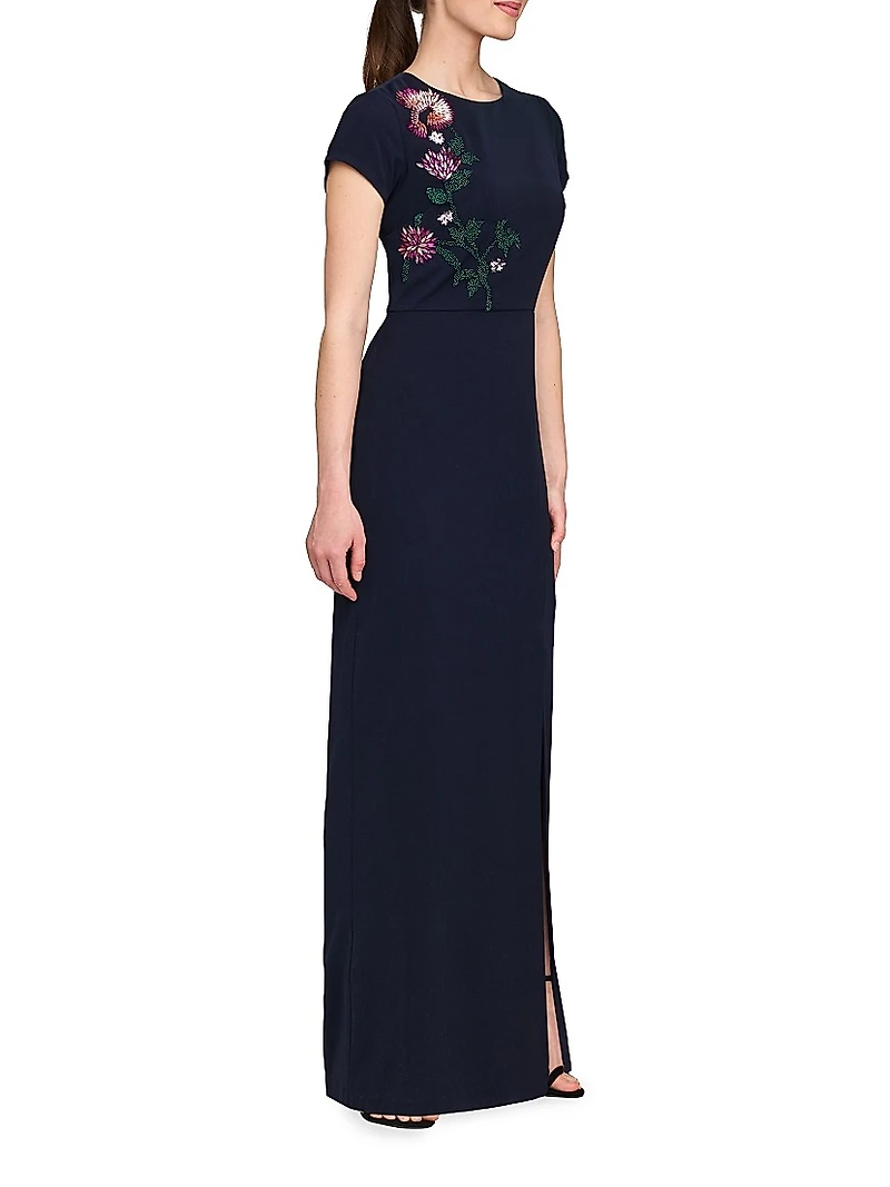 Serenity Floral Embellished Column Gown