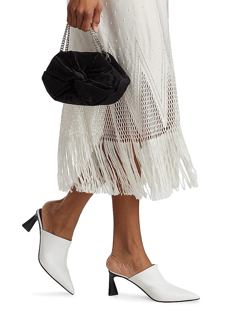 Embroidered Fringe-Trimmed Midi-Dress