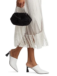 Embroidered Fringe-Trimmed Midi-Dress