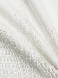 Embroidered Fringe-Trimmed Midi-Dress